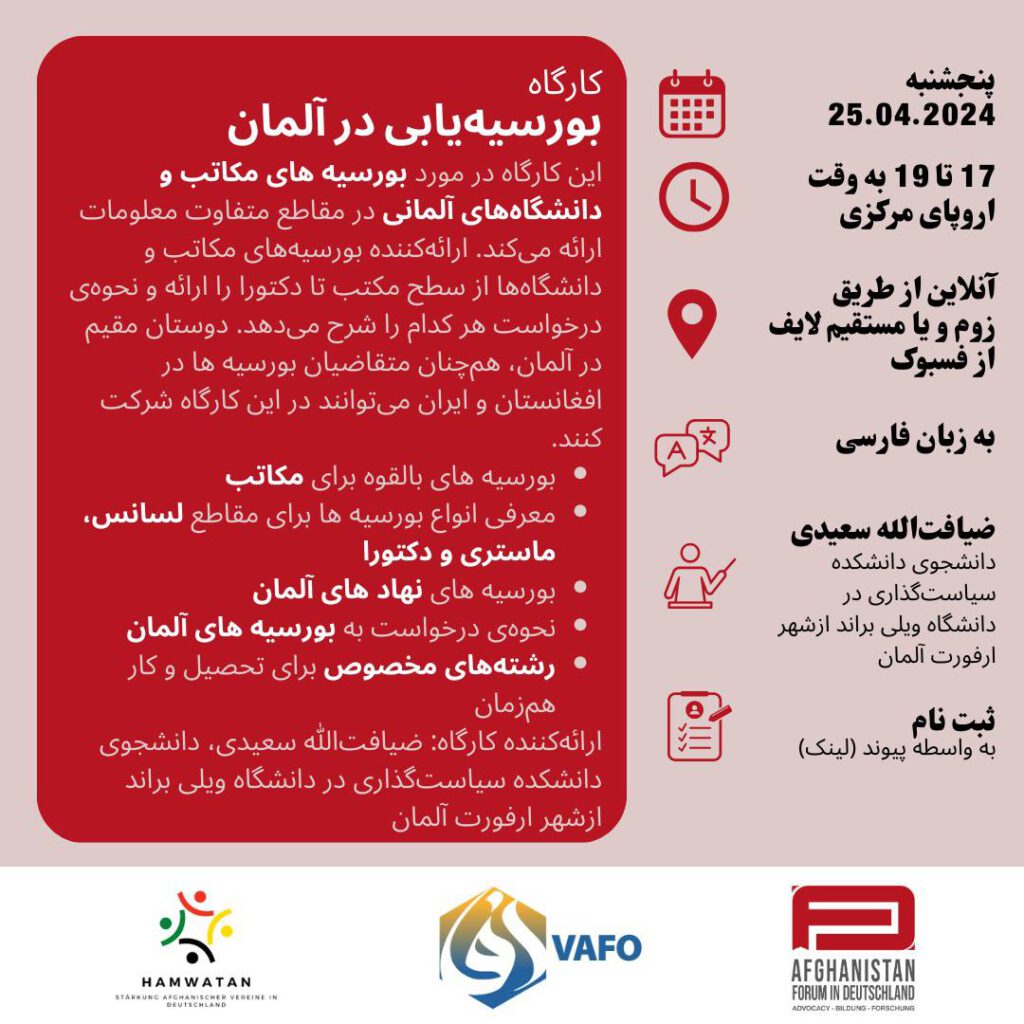 Flyer zum Workshop auf Persisch