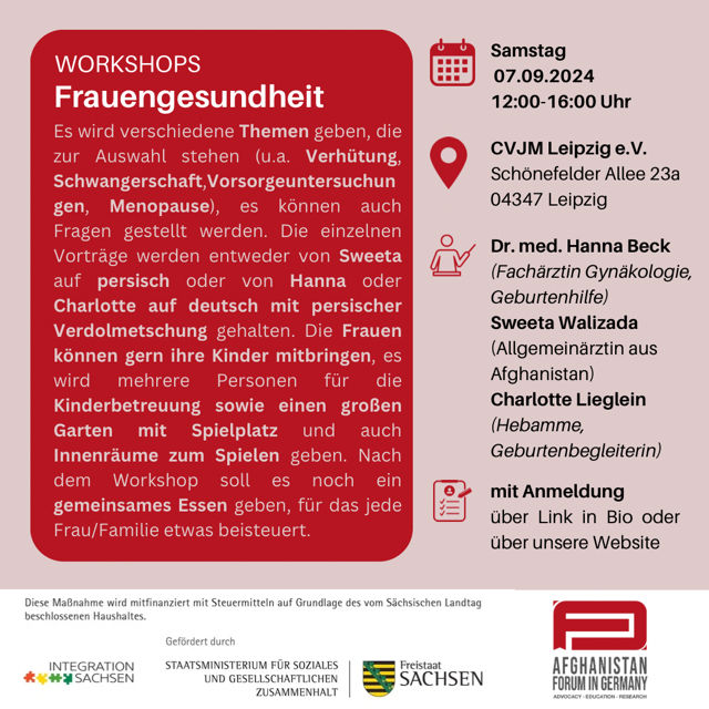 Flyer zum Workshop Frauengesundheit am 7. September 2024