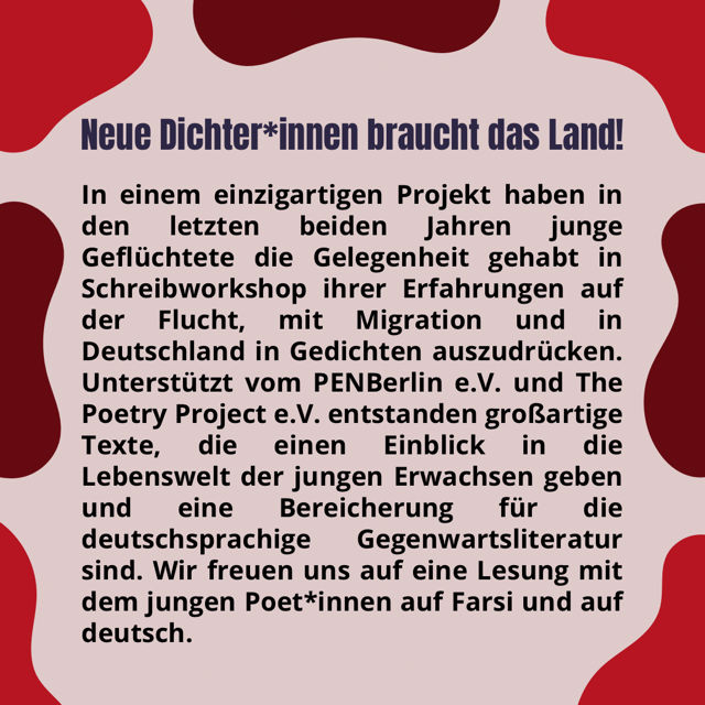 Flyer zur Lesung junger persischer Poesie am 30. August 2024 2. Seite